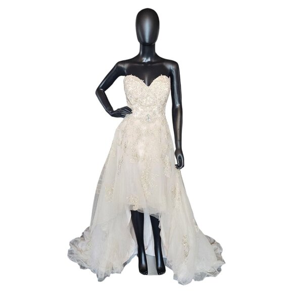 Private Label by G Dresses & Skirts - Champagne/Gold Embroidered High/Low Wedding Gown - Private Label by G